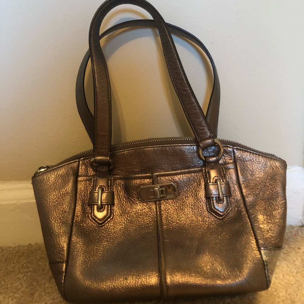 Bronze Leather Coach Handbag